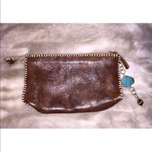 Rebecca Norman Brown Leather Clutch